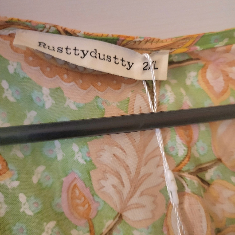 SHEIN Green and Orange Floral Dress - Picture 2 of 3